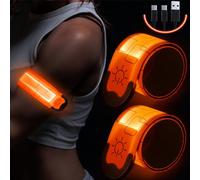 Simket Fasce da braccio con LED per corsa (confezione da 2), ricaricabili tramite USB, riflettenti, ad alta visibilità, per corridori, ciclisti, camminatori, proprietari di animali domestici