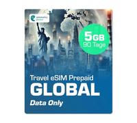 Simmetry Dati globali eSIM, 5 GB, 90 giorni, compatibile con dispositivi iOS e Android abilitati eSIM, consente la condivisione hotspot, ideale per lunghi viaggi o uso duraturo.