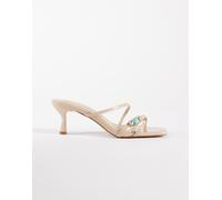Simmi London - Jenny - Sandali beige con tacco a spillo e perline-Neutro 38