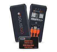 SIMO Solis Go 4G Mobile Hotspot WiFi Power Bank con cavi integrati per viaggiare in oltre 140 paesi, nessuna scheda SIM o contratto, rete multi-portante, 10 dispositivi, 1 GB/mese di vita + 10 GB di