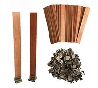 Simoda 100 Pezzi Stoppini per candele in legno con nuclei per candele in ferro Stoppino naturale ecologico per la fabbricazione di candele e candele fai da te,13 x 130 mm (100 pcs)