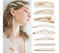 Simoda 8pcs Clip di Capelli della Perla per Le Ragazze delle Donne, Fashion Dolce Perla Artificiale Clip a Coccodrillo Barrettes Bobby Pins Snap Clips Accessori Decorativi per Capelli