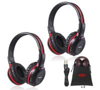 SIMOLIO Confezione da cuffie wireless per auto e bambini, 2 canali IR, non Bluetooth, cuffie DVD con custodia per sistema di intrattenimento posteriore universale