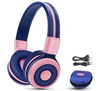 SIMOLIO Cuffie Bluetooth per Bambini, Cuffia per Ragazze Wireless Senza Fili con 75dB, 85dB, 94dB limitatore di volume e Jack da condividere, cuffie portatili con custodia in EVA - JH-712P