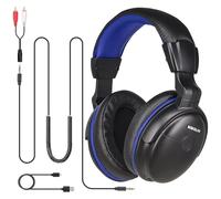 SIMOLIO Cuffie con cavo extra lungo per TV con volume amplificato e dialogo chiaro, cavo a bobina lungo 5,5 m, cuffie over-ear cablate per TV per anziani con controllo del volume e clip, 40 ore di