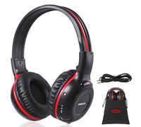 SIMOLIO Cuffie IR per auto DVD, cuffie a infrarossi wireless per bambini, a due canali, cuffie on-ear per sistema di intrattenimento posteriore universale, video TV in auto con custodia e cavo AUX