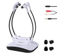 SIMOLIO Cuffie Wireless per TV Senza Fili SM-824D2, Doppie Cuffie TV wireless digitali, con batteria di ricambio e funzione Balance & Tone, amplificatore audio personale