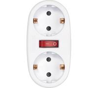 Simon - Adattatore con interruttore 2 prese anteriori 16 A (250 V, 3680 W), presa multipla compatta con controllo On/Off per maggiore sicurezza e risparmio energetico, colore bianco