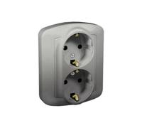 Simon Akord presa doppia con/u tipo Schuko alluminio AGSZ2/26