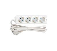 SIMON - Base multipla, multipresa piatta, 4 prese da 16 A, ladro di prese con presa di terra, cavo da 2 metri, colore bianco