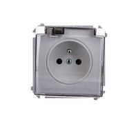 Simon Basic 5902787571610 - Presa di corrente impermeabile IP44, con pannello di scorrimento e sportello antifumo, colore: Bianco BMGZ1Bz.01/11a kontakt-simon