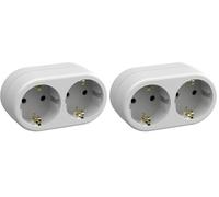 Simon brico - Adattatore 10/16a 250 V 2 presa frontale bianca retrattile (Confezione da 2)