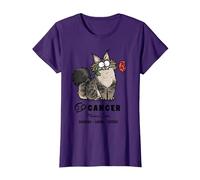 Simon Cat Cancro Zodiaco Maine Coon sensibile amorevole Fedele Maglietta, Donna, Viola, M