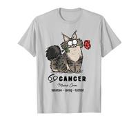 Simon Cat Cancro Zodiaco Maine Coon sensibile amorevole Fedele Maglietta, Uomo, Argento, L