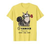 Simon Cat Cancro Zodiaco Maine Coon sensibile amorevole Fedele Maglietta, Uomo, Limone, M