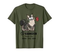 Simon Cat Cancro Zodiaco Maine Coon sensibile amorevole Fedele Maglietta, Uomo, Oliva, L