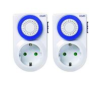 Simon - Confezione da 2 mini programmatori analogici giornalieri, presa temporizzabile, compatta e analogica, intensità 16 A, 230 V/50 Hz, colore: bianco (2 pezzi)