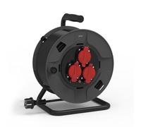 Simon - Estensibile professionale H07RN-F, prolunga presa 3 prese IP55, cavo 3G2,5 mm² (30 m), avvolgitubo resistente per esterni, prolunga elettrica, colore: nero e rosso