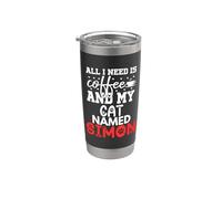 Simon Gifts All I Need Is Coffee Cat Named Simon Bicchiere termico in acciaio inox doppia parete