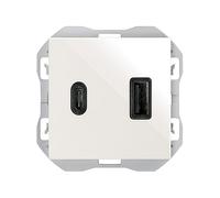 SIMON - Kit due caricabatterie USB tipo A+C da incasso bianco, serie Simon 270, 3.1A, ricarica rapida Quickcharge, facile da installare, include telaio, coperchio e meccanismo, caricatore doppio