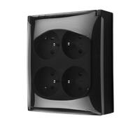 SIMON Nero opaco presa 4x Z/U con sportello AQUACLICK ACGZ4/49A