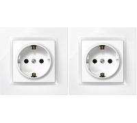 SIMON - Presa da incasso Schuko, serie Simon 10, 250 V, 16 A, presa a parete piatta e sottile, facile da installare, include telaio, coperchio e meccanismo, base di presa femmina colore bianco