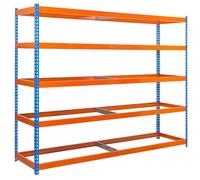 Simon Rack 1 scaffali metallici stoccaggio 5 livelli senza vassoi Capacità carico 400 kg, blu/arancione, 2000 x 1800 x 450