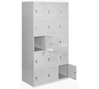 Simon Rack Armadietti Spogliatoio Metallico 15 Porte 1800x900x500 Grigio, Metallo