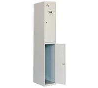 Simon Rack Armadietto Spogliatoio in Metallo con 2 Ante, 1800x300x500 mm, Doppio Scomparto con Serratura, Grigio