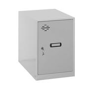 Simon Rack Armadietto spogliatoio piccolo 475x300x500 mm - Simonlocker | Include 2 chiavi, Vernice anticorrosione, Feritoia di ventilazione e porta-etichetta, Grigio