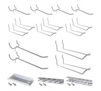 Simon Rack Assortimento di ganci per bordo perforato, porta attrezzi, 17 pezzi, zincati