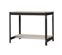 Simon Rack Banco da lavoro per officina, capacità di carico 600 kg, 842x1210x760 mm, tavolo da lavoro fai da te, Antracite/Legno - BT0