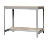 Simon Rack Banco da lavoro per officina, capacità di carico 600 kg, 842x1210x760 mm, tavolo da lavoro fai da te, Grigio/Legno - BT0