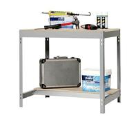 Simon Rack Banco da lavoro per officina, capacità di carico 400 kg, 842x910x610 mm, tavolo da lavoro fai da te, Grigio/Legno - BT0