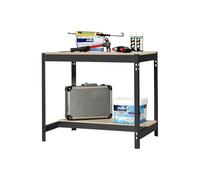 Simon Rack Banco da lavoro per officina, capacità di carico 400 kg, 842x910x760 mm, tavolo da lavoro fai da te, Antracite/Legno - BT0