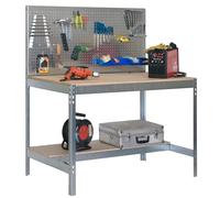 Simonrack Banco da lavoro per officina BT2 – 400 kg, 1445x910x610 mm, zincato/legno, pannello forato