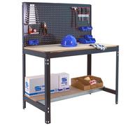 Simonrack – Banco da lavoro officina BT2 – 400 kg, 1445x910x610 mm, pannello forato, antracite/legno