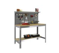 SimonRack Banco da Lavoro Officina, Capacità di Peso 600 kg, 1445x1210x610 mm, Tavolo da Lavoro, Grigio/Lengo - BT3