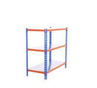 Simon Rack Étagère Rangement à 3 Niveaux, 200 kg Capacité de Charge et Point de Flexion, 1000x1100x400 mm, Étagère Charge Lourde, Étagère Garage, Bleu/Orange/Galvanisé - Simonclick
