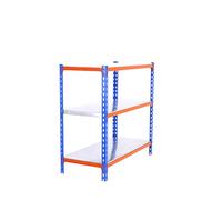 Simon Rack Étagère Rangement à 3 Niveaux, 200 kg Capacité de Charge et Point de Flexion, 900x1100x500 mm, Étagère Charge Lourde, Étagère Garage, Bleu/Orange/Galvanisé - Simonclick
