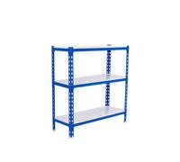 Simon Rack Étagère Rangement à 3 Niveaux, 200 kg Capacité de Charge et Point de Flexion, 900x1100x500 mm, Étagère Charge Lourde, Étagère Garage, Bleu/Blanc - Simonclick