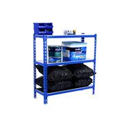 Simon Rack Étagère Rangement à 3 Niveaux, 200 kg Capacité de Charge et Point de Flexion, 900x1200x500 mm, Étagère Charge Lourde, Étagère Garage, Bleu/Galvanisé - Simonclick
