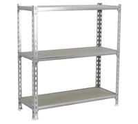 Simon Rack Étagère Rangement à 3 Niveaux en Boix, 200 kg Capacité de Charge et Point de Flexion, 1000x1100x300 mm, Étagère Charge Lourde, Étagère Garage, Galvanisé/Bois - Maderclick