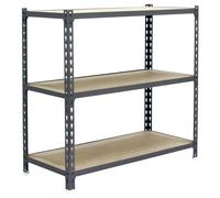 Simon Rack Étagère Rangement à 3 Niveaux en Boix, 200 kg Capacité de Charge et Point de Flexion, 1000x1100x400 mm, Étagère Charge Lourde, Étagère Garage, Gris/Bois - Maderclick