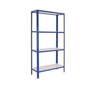 Simon Rack Libreria Scaffale Salon, 1600x1000x300 mm, 4 Altezze, Vassoio Legno, Stile Industriale, Metallico, Blu/Bianco - Simon Home