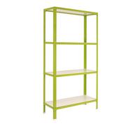 Simon Rack Libreria Scaffale Salon, 1600x800x300 mm, 4 Altezze, Vassoio Legno, Stile Industriale, Metallico, Verde/Bianco - Simon Home