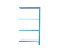 Simon Rack Scaffale ausiliario per ufficio, 1500 x 900 x 400 mm, 4 altezze, vassoi in legno, stile industriale, blu/bianco - Officlick