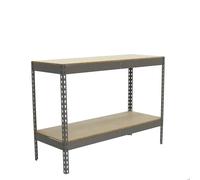 Simon Rack Scaffale industriale, 900 x 1500 x 450 mm, 600 kg piegatura a punti, 2 ripiani in legno, scaffali in metallo, grigio/legno - SimonWorkshop