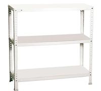 Simon Rack Scaffale Metallo Garage e 3 Ripiani, Capacità di Carico 100 kg e Punto di Flessione, 1000x800x300 mm, Metallo, Scaffalatura per Garage, Bianco - Comfort