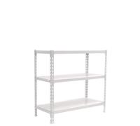 Simon Rack Scaffale Metallo Garage e 3 Ripiani, Capacità di Carico 180 kg e Punto di Flessione, 900x800x400 mm, Metallo, Scaffalatura per Garage, Bianco - Simonclick